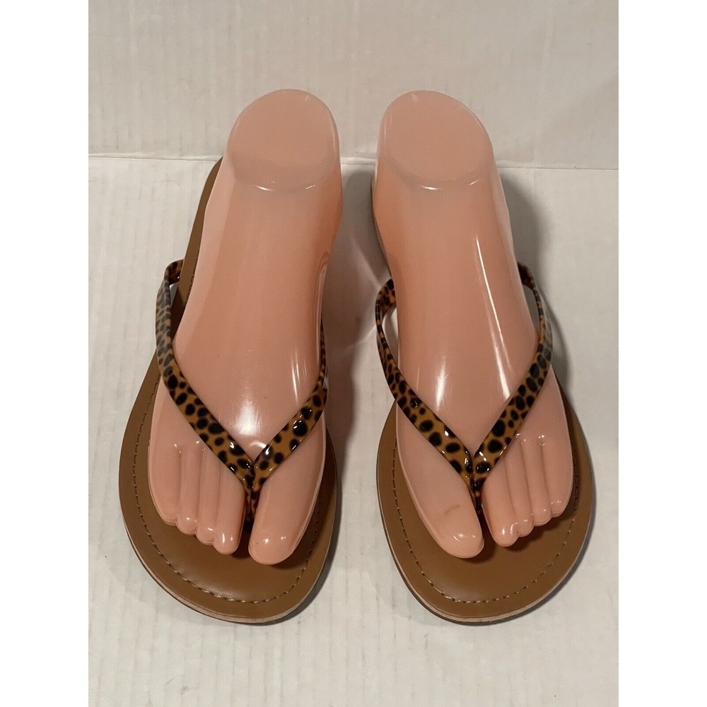 J. Crew  Sz 9 M Brown/Black Straps Thong Sandal Flats Flip Flop
